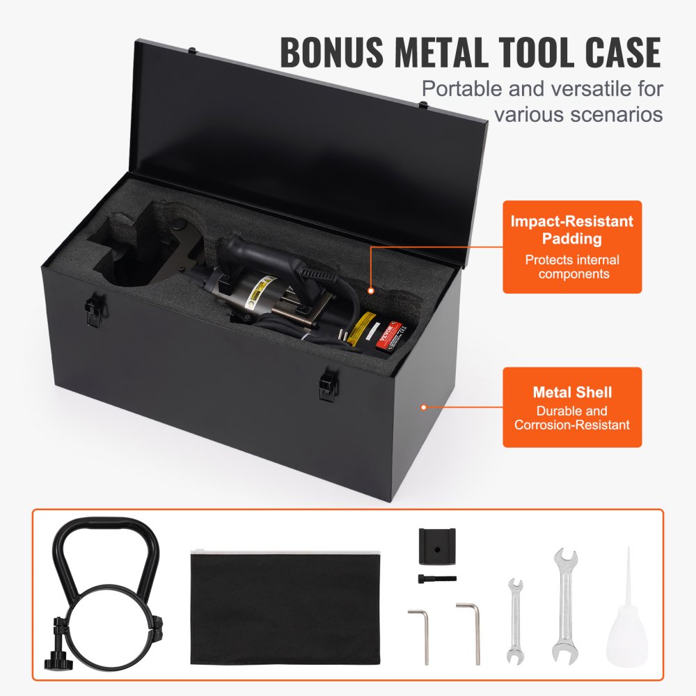 VEVOR Electric Hydraulic Rebar Bender, 2000W Portable Rebar Bending Machine, Bending up to 1.26 Inch (20-32mm) within 5 Seconds, High Power Steel Rebar Bender w/ Tool Case Oil Can,Black NRB-32
