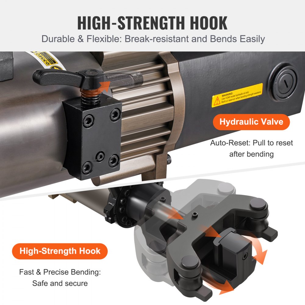 VEVOR Electric Hydraulic Rebar Bender, 2000W Portable Rebar Bending Machine, Bending up to 1.26 Inch (20-32mm) within 5 Seconds, High Power Steel Rebar Bender w/ Tool Case Oil Can,Black NRB-32