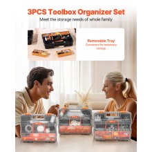 Single sided！3-Pack Small Parts Organizer 21-Compartment Organizer Box with Removable Divider