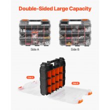 Two-sided！Small Parts Organizer 34-Compartment Double-Sided PP Hardware Organizer Box