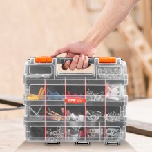 Small Parts Organizer 34-Compartment Double-Sided PP Hardware Organizer Box