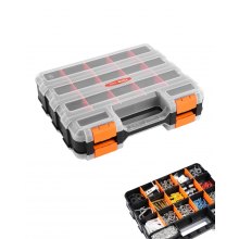 Small Parts Organizer 34-Compartment Double-Sided PP Hardware Organizer Box