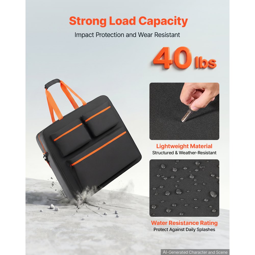 VEVOR Solar Panel Storage Bag Holds up to 2 x 200W Foldable Solar Panels, Lightweight Portable for Outdoor Camping & RV Trips, Waterproof Polyester Fiber Solar Panel Carrying Bag with Shoulder Straps