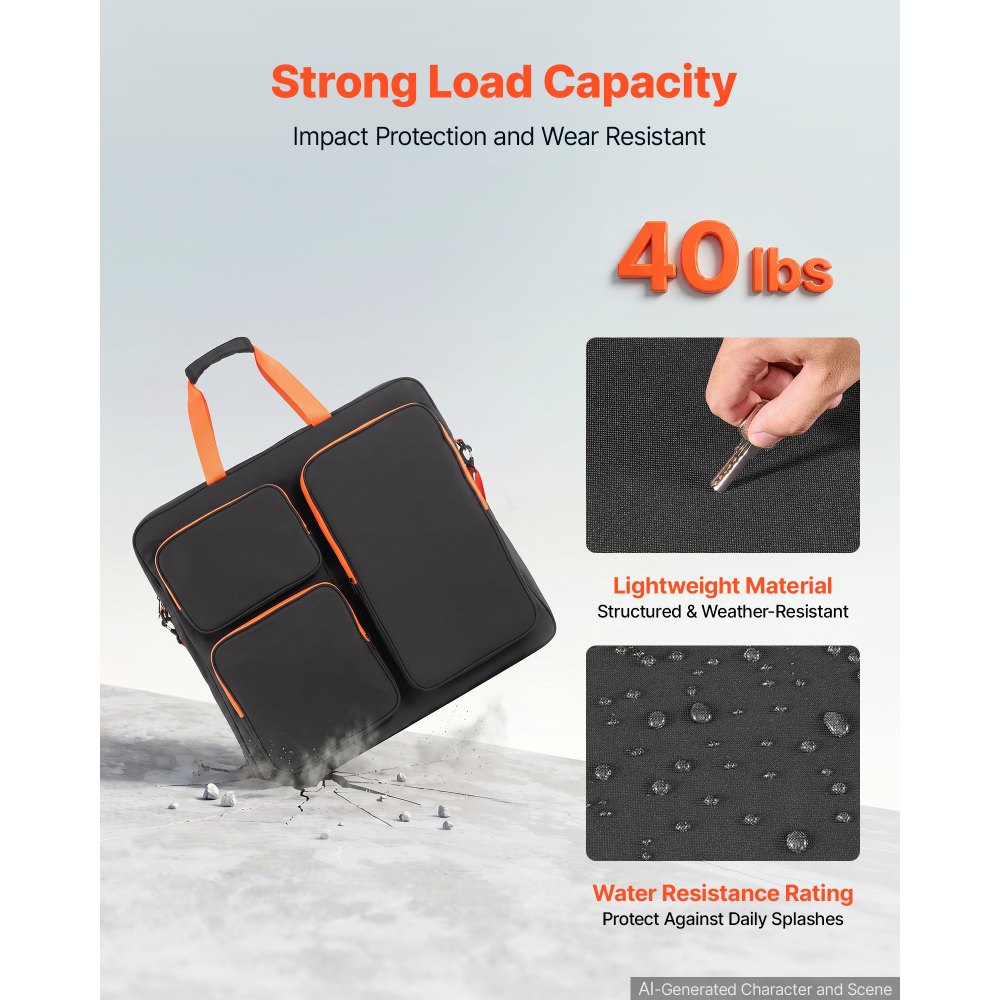 VEVOR Solar Panel Storage Bag for 2 x 200W Foldable Solar Panels, Waterproof Polyester Fiber Solar Panel Carrying Bag with Shoulder Straps, Lightweight Portable for Outdoor Camping, RV Travel