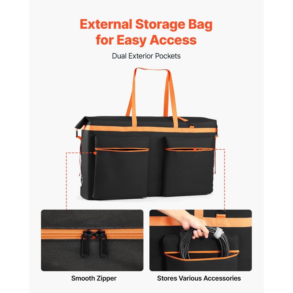 VEVOR Solar Panel Storage Bag for 2 x 400W Foldable Solar Panels, Waterproof Faraday + Nylon Solar Panel Carrying Bag with Signal Blocking, Lightweight Portable for Outdoor Camping, RV Travel
