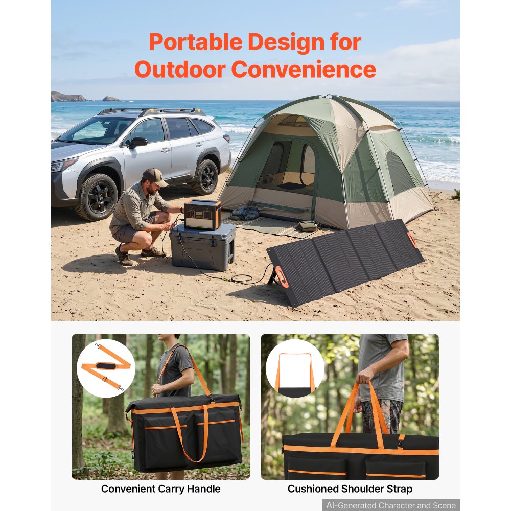 VEVOR Solar Panel Storage Bag for 2 x 400W Foldable Solar Panels, Waterproof Faraday + Nylon Solar Panel Carrying Bag with Signal Blocking, Lightweight Portable for Outdoor Camping, RV Travel