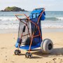 VEVOR Beach Cart with Large Wheels for Sand, 75 kg Load Capacity, Heavy Duty Folding Beach Wagon with 320 mm Balloon Wheels, Insulated Cooler Bag, Umbrella Holder, Holds 4 Chairs for Camping & Fishing