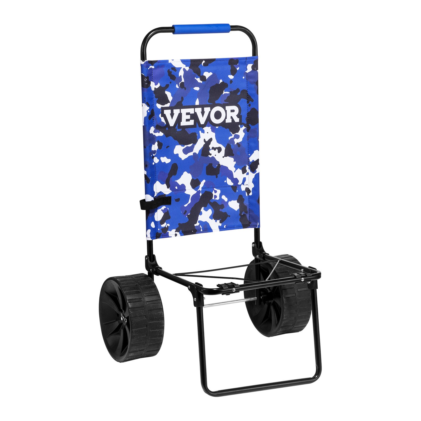 VEVOR Beach Dolly with Big Wheels for Sand, 15.4" x 15.7" Cargo Deck, w/ 10" PE Solid Wheels, 69LBS Loading Capacity Folding Sand Cart, Heavy Duty Cart for Picnic, Camping, Fishing, Beach, Gardening