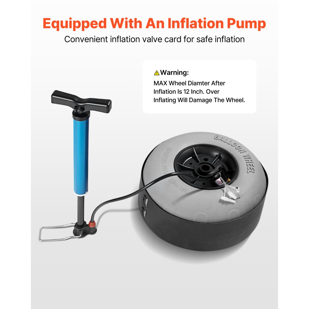 VEVOR Beach Dolly with Big Wheels for Sand, 20.1" x 14.6" Cargo Deck, w/ 9" Balloon Wheels, 165LBS Loading Capacity Folding Sand Cart & 27.2" to 44.9" Adjustable Height, Heavy Duty Cart for Beach