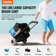 VEVOR Beach Dolly with Big Wheels for Sand, 20.1" x 14.6" Cargo Deck, w/ 9" Balloon Wheels, 165LBS Loading Capacity Folding Sand Cart & 27.2" to 44.9" Adjustable Height, Heavy Duty Cart for Beach