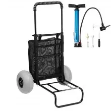 VEVOR Beach Dolly with Big Wheels for Sand, 20.1" x 14.6" Cargo Deck, w/ 9" Balloon Wheels, 165LBS Loading Capacity Folding Sand Cart & 27.2" to 44.9" Adjustable Height, Heavy Duty Cart for Beach