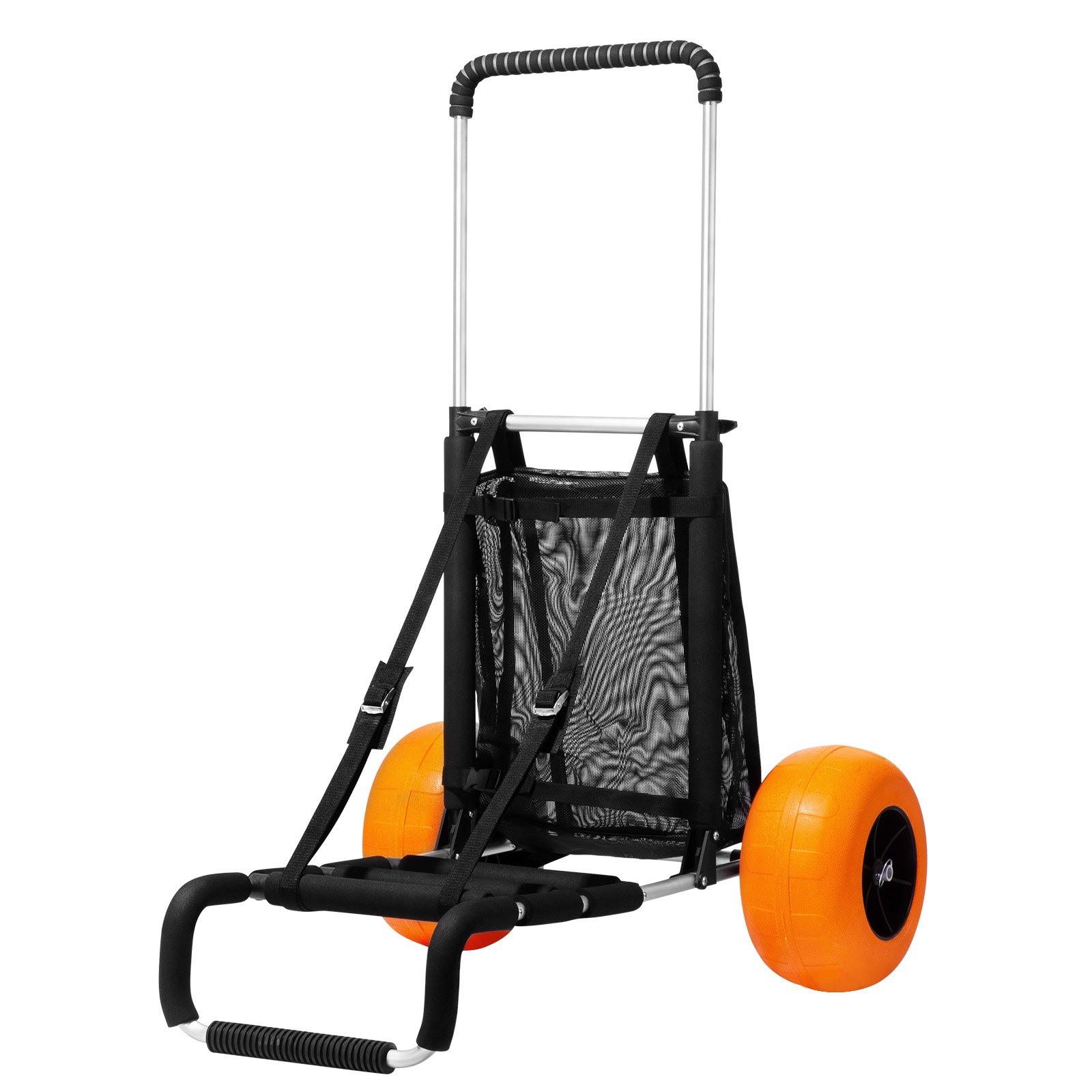 VEVOR Beach Dolly with Big Wheels for Sand, 29.9" x 15.4" Cargo Deck, w/ 12" Solid Wheels, 165LBS Loading Capacity Folding Sand Cart & 27" to 44.7" Adjustable Height, Heavy Duty Cart for Beach