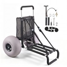 VEVOR Beach Dolly with Big Wheels for Sand, 29.9" x 15.4" Cargo Deck, w/ 12" Balloon Wheels, 165LBS Loading Capacity Folding Sand Cart & 27" to 44.7" Adjustable Height, Heavy Duty Cart for Beach