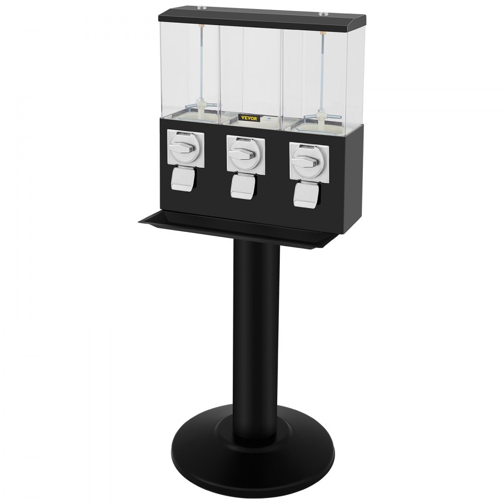 VEVOR Triple Head Candy Vending Machine, 1-inch Gumball Vending Machine, Commercial Gumball Vending Machine with Stand and Adjustable Candy Outlet Size, Candy Vending Machine for Home, Gaming Stores
