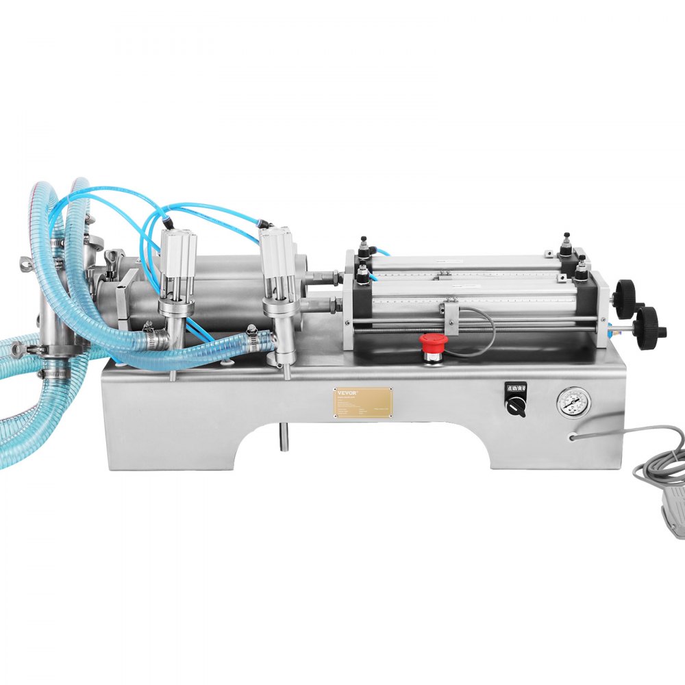 VEVOR Horizontal Liquid Filling Machine 100-1000ml, Pneumatic Liquid Filling Double Heads, Automatic Bottle Filler for High Viscosity Liquid and Paste