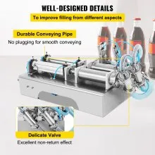 VEVOR Máquina de llenado de líquidos horizontal 100-1000 ml, cabezales dobles de llenado de líquidos neumáticos, llenador automático de botellas para líquidos y pastas de alta viscosidad