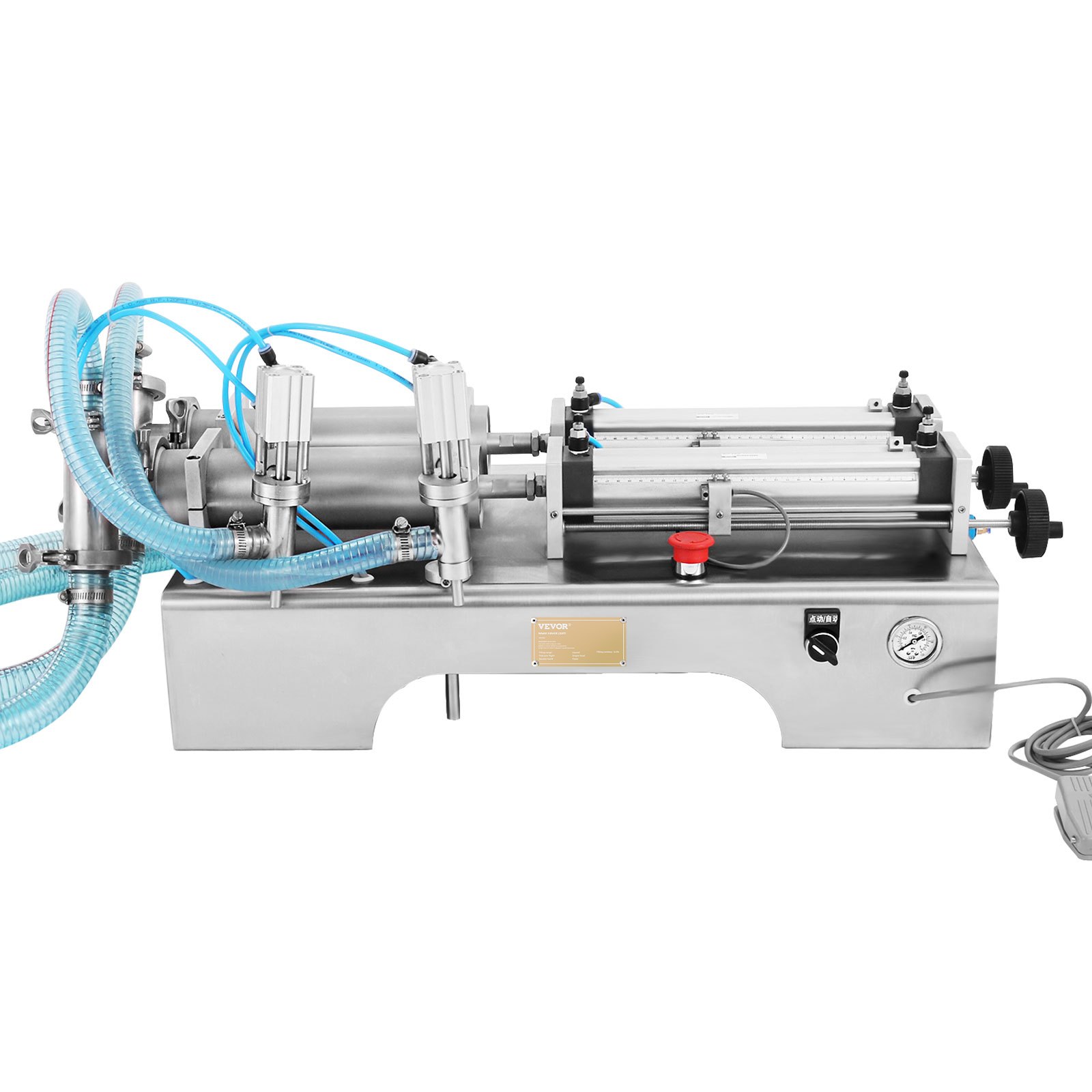 VEVOR Horizontal Liquid Filling Machine 100-1000ml, Pneumatic Liquid Filling Double Heads, Automatic Bottle Filler for High Viscosity Liquid and Paste