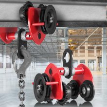 VEVOR Geared Trolley, 1T Overhead Geared Beam Trolley Hoist Lifing Tackle 65-95mm Width with Chain Hoist Lifting Straightaway