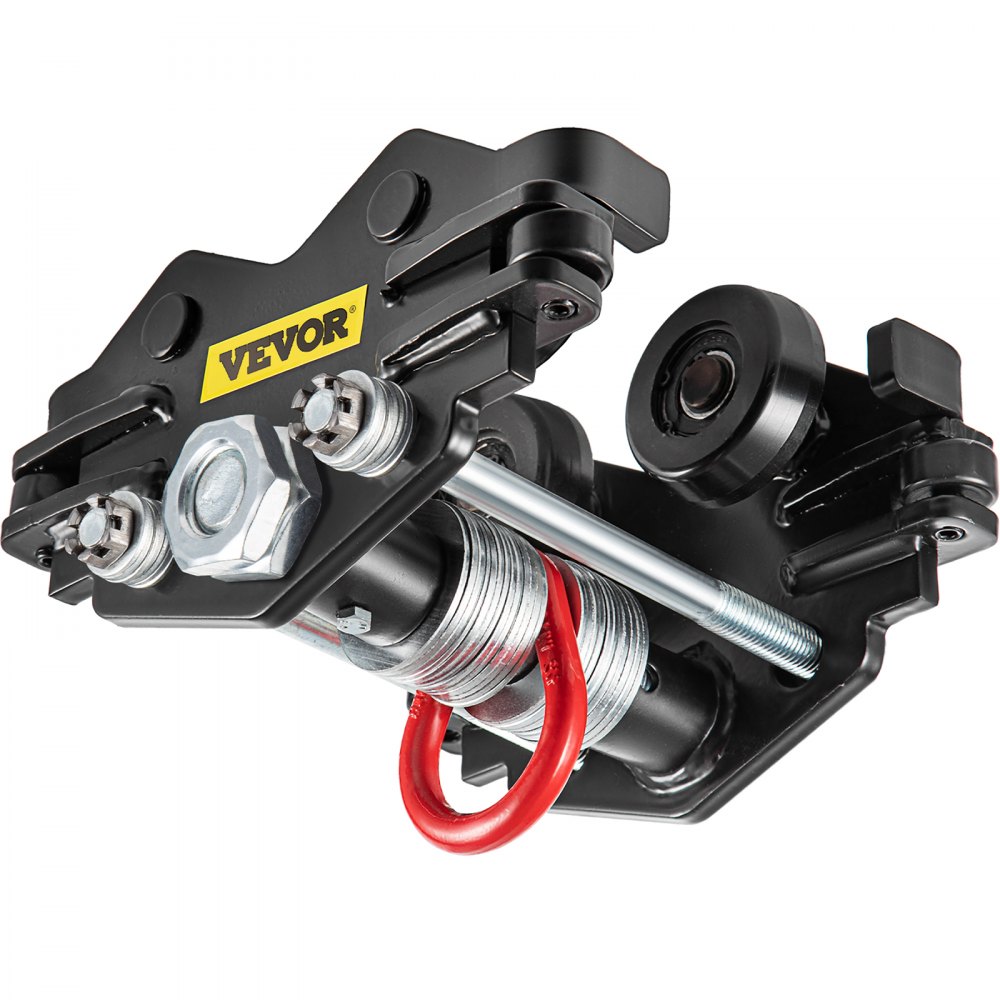 Carro manual VEVOR, carro de viga con capacidad de carga de 4400 LBS/2 toneladas, viga de empuje de ancho ajustable de 2"-3.5", carro de rodillos de oruga Recubrimiento de polvo de acero con ruedas dobles Polipasto de garaje para viga en I curvada recta