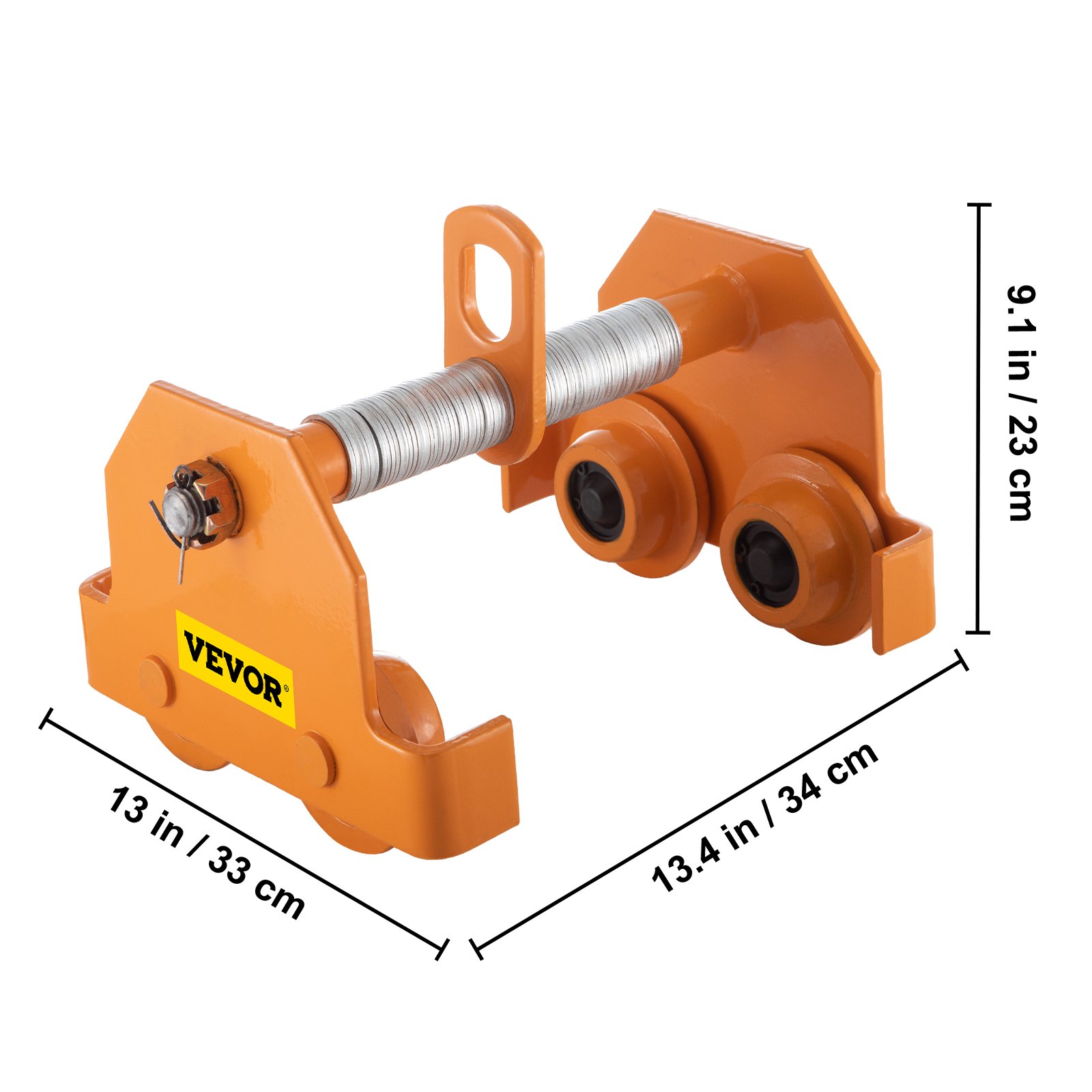 VEVOR manuell vogn, 11000LBS/5 tonn belastningskapasitet bjelkevogn, 4,5-8 tommer justerbar bredde skyvebjelke, belterullevogn Pulverlakkering med doble hjul Garasjeløfter for rett buet I-bjelke