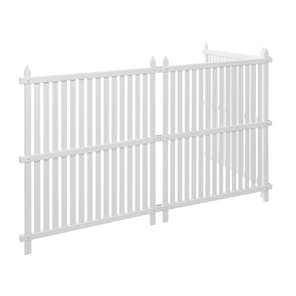 VEVOR 3 Panels Outdoor Privacy Screen, 36 x 45 in Air Conditioner Fence with 19.7 in Ground Stakes, Pool Equipment Enclosure, Strip Vinyl Privacy Fence, Ideal for Trash Can and A/C Units, White