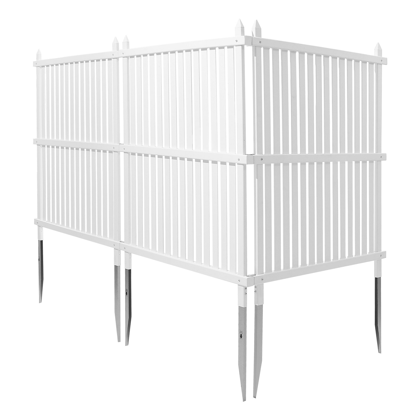 VEVOR 3 Panels Outdoor Privacy Screen, 36 x 45 in Air Conditioner Fence with 19.7 in Ground Stakes, Pool Equipment Enclosure, Strip Vinyl Privacy Fence, Ideal for Trash Can and A/C Units, White