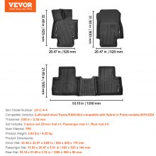 VEVOR Automotive Floor Mats Fits Toyota RAV4 (Not for Hybrid or Prime) 2019-2024