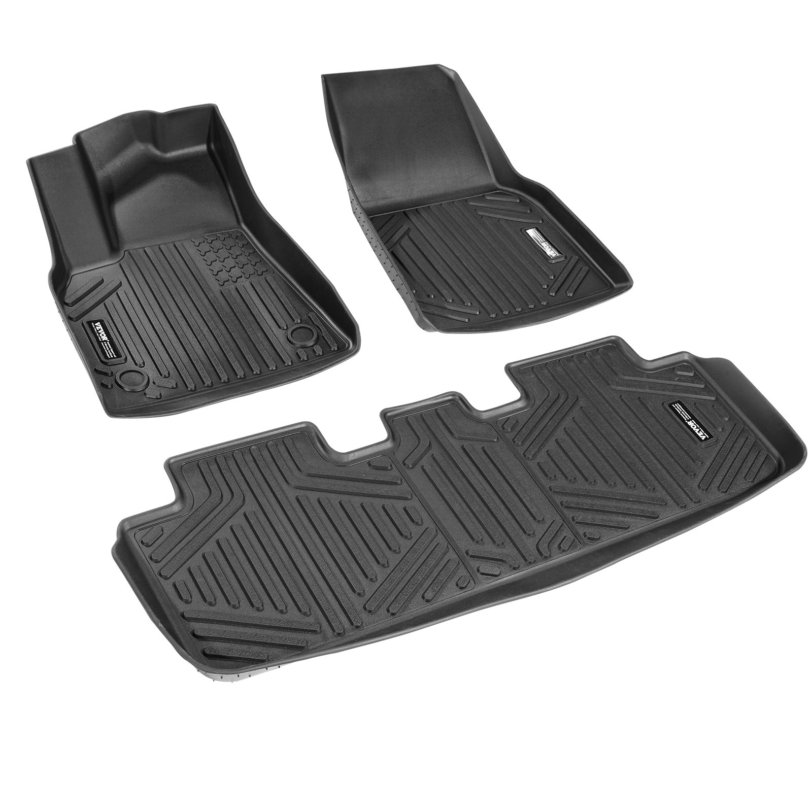 VEVOR Automotive Gulvmåtter Passer til Tesla Model Y 2021-2024 3 stk TPE liners