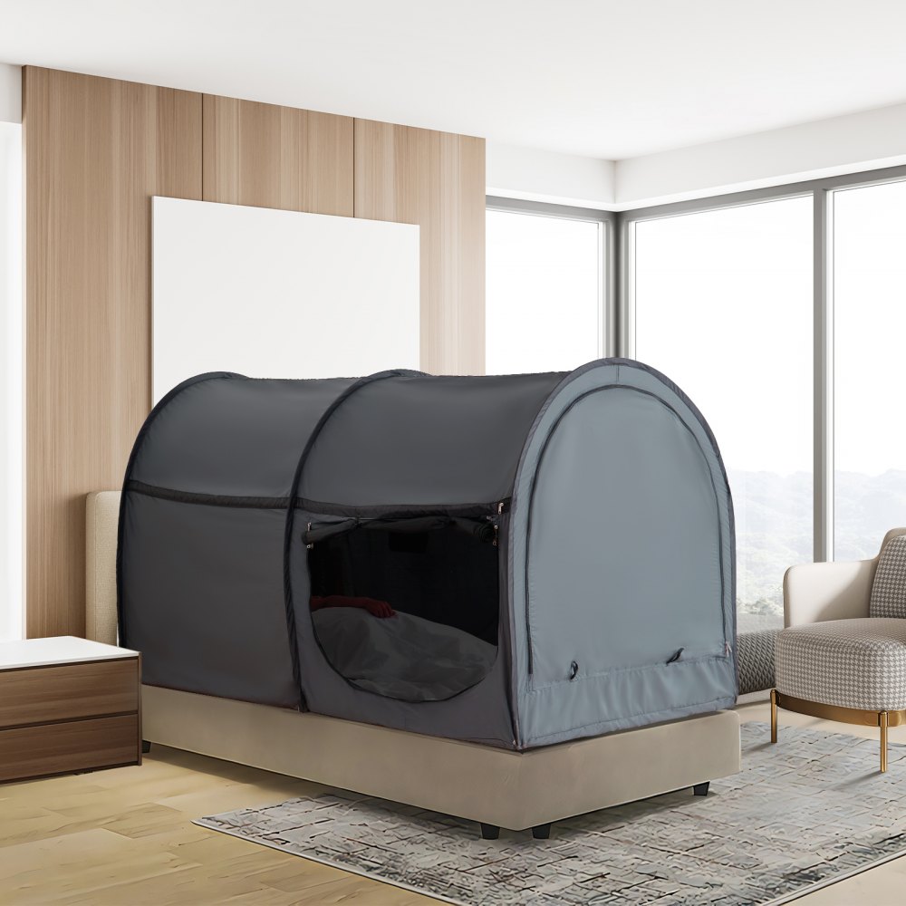 VEVOR 4 Doors Bed Tent Breathable Tent Light Blackout with 0.28 in Fiber Poles 190x99x119cm