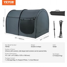 VEVOR 4 Doors Bed Tent Breathable Tent Light Blackout with 7 mm Fiber Poles