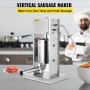 VEVOR Sausage Stuffer 10L Sausage Maker with 5 Filling Nozzles Manual Sausage Stuffing Machine 2 Optional Speed Vertical Sausage Maker Kit For Home & Commercial Use Stainless Steel