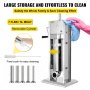 VEVOR Sausage Stuffer 5L/8Lbs Sausage Maker with 5 Filling Nozzles Manual Sausage Stuffing Machine 2 Optional Speed Vertical Sausage Maker Kit For Home & Commercial Use Stainless Steel