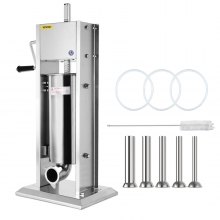 VEVOR Sausage Stuffer 5L/8Lbs Sausage Maker with 5 Filling Nozzles Manual Sausage Stuffing Machine 2 Optional Speed Vertical Sausage Maker Kit For Home & Commercial Use Stainless Steel