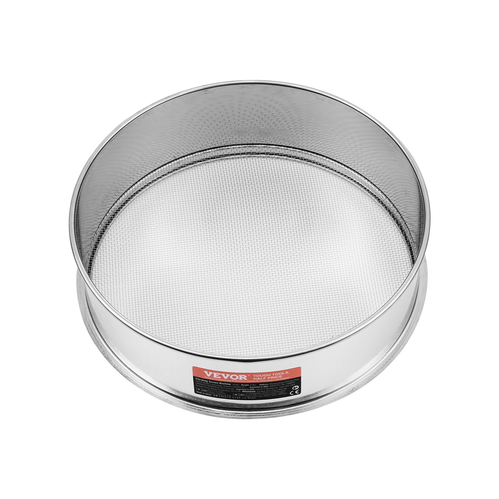 VEVOR Flour Sieve Fine Mesh, 10 Mesh Flour Sifter, 304 Stainless Steel Fine Mesh Sifter Food-grade, Dia. 12.6" Fine Mesh Strainers for Baking, 5 Sizes Mesh hole for Mungbean, Rice, Flour, Pearl Powder