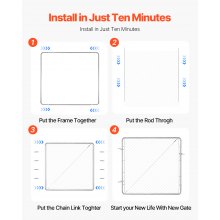 Chain Link Fence Gate Fit 3x4 ft Garden Fence Gate Adjustable Post Not Included