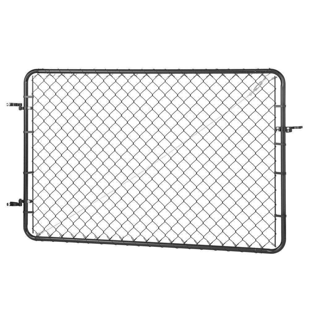 VEVOR Chain Link Fence Gate, 72 x 48 in, Adjustable Chain Link Fence Panel, Fit 2.2-6 ft (W) x 6 ft (H) Garden Fence Gate Opening, Fencing Gate with Plastic Coating, for Farm Black, Posts Not Included