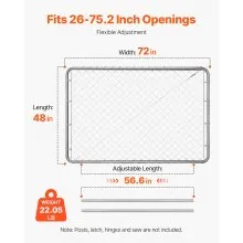 Chain Link Fence Gate Fit 2.2-6 ft x 6 ft Yard Garden Gate Posts Not Included