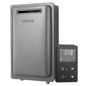 VEVOR Propane Tankless Water Heater, 8Gal Outdoor 191000 BTU Instant Hot Water Heater, Smart Temperature Control & 3/4 inch NPT Interface& Multiple Security Protections for Whole House, Silver Gray | VEVOR US
