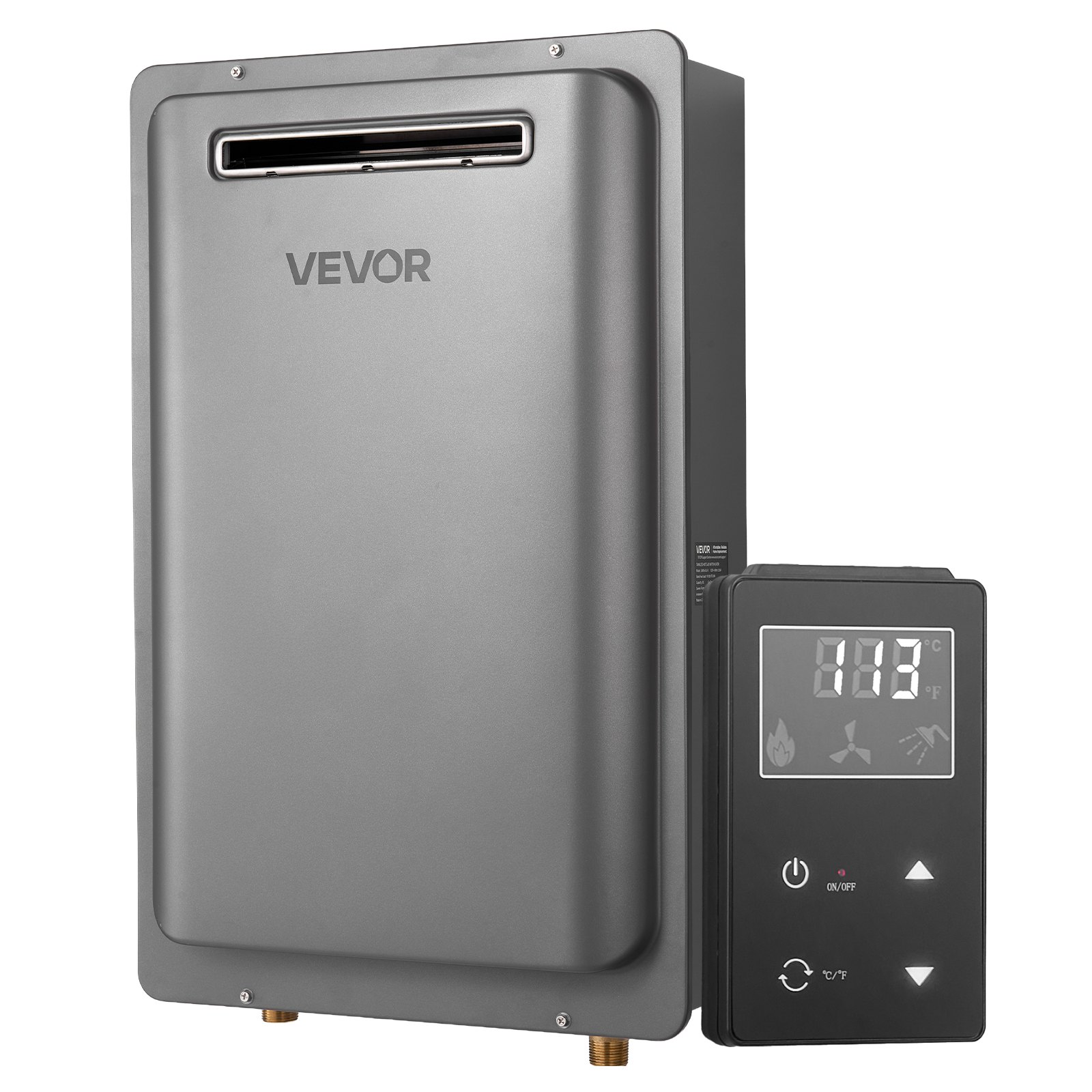 VEVOR Gas Tankless Water Heater, 8Gal Outdoor 191000 BTU Instant Hot Water Heater, Smart Temperature Control & 3/4 inch NPT Interface& Multiple Security Protections for Whole House, Silver Gray