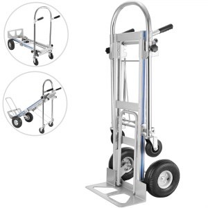 VEVOR 3 in 1 Aluminum Hand Truck 770Lbs/350Kg Capacity Folding Aluminum Alloy Cart Dolly Utility Cart Trolley Heavy Duty with 2 or 4 Flat Free Wheels (3 in 1)