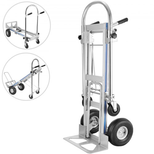 VEVOR 3 In 1 Aluminum Folding Sack Truck Hand Trolley Cart Car Heavy Duty Foldable