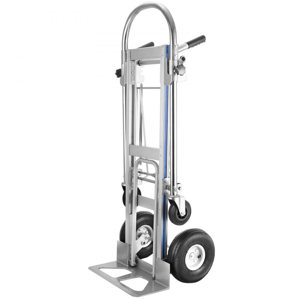 VEVOR 3 in 1 Aluminum Hand Truck 770Lbs/350Kg Capacity Folding Aluminum Alloy Cart Dolly Utility Cart Trolley Heavy Duty with 2 or 4 Flat Free Wheels (3 in 1)