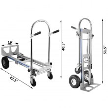 VEVOR Aluminum Hand Truck 3 in 1 Folding Hand Truck Convertible Hand Truck and Dolly