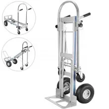 VEVOR 3 in 1 Aluminum Hand Truck 770Lbs/350Kg Capacity Folding Aluminum Alloy Cart Dolly Utility Cart Trolley Heavy Duty with 2 or 4 Flat Free Wheels (3 in 1)