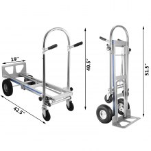 VEVOR 3 In 1 Aluminum Folding Sack Truck Hand Trolley Cart Car Heavy Duty Foldable