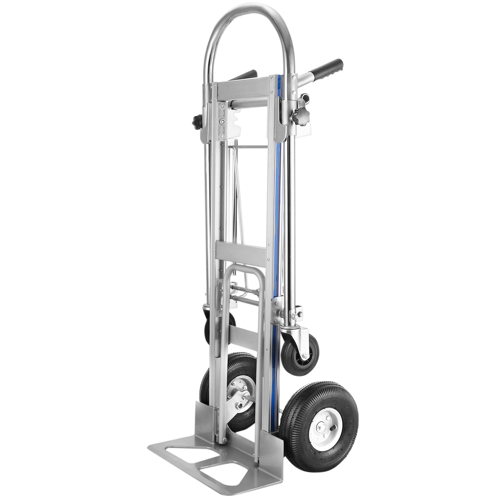 VEVOR 3 in 1 Aluminum Hand Truck 770Lbs/350Kg Capacity Folding Aluminum Alloy Cart Dolly Utility Cart Trolley Heavy Duty with 2 or 4 Flat Free Wheels (3 in 1)