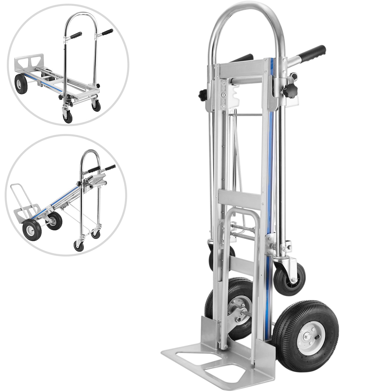 VEVOR 3 In 1 Aluminum Folding Sack Truck Hand Trolley Cart Car Heavy Duty Foldable