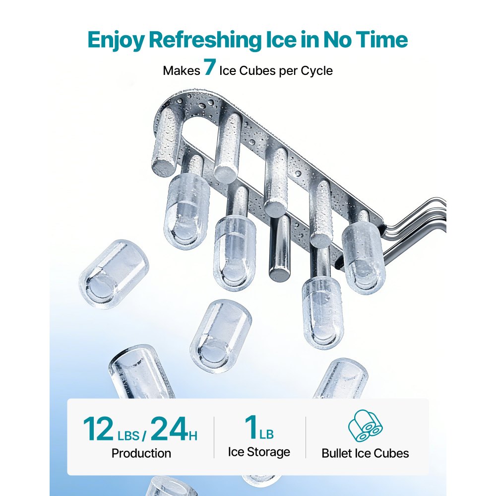VEVOR Ice Maker Water Filter Dispenser, 4-in-1 Countertop Ice Making Machine with Room Temperature, Hot & Cold Water, 6-Stage RO Filter + Mineralization Filter, Multi-Functional for Home Office Party