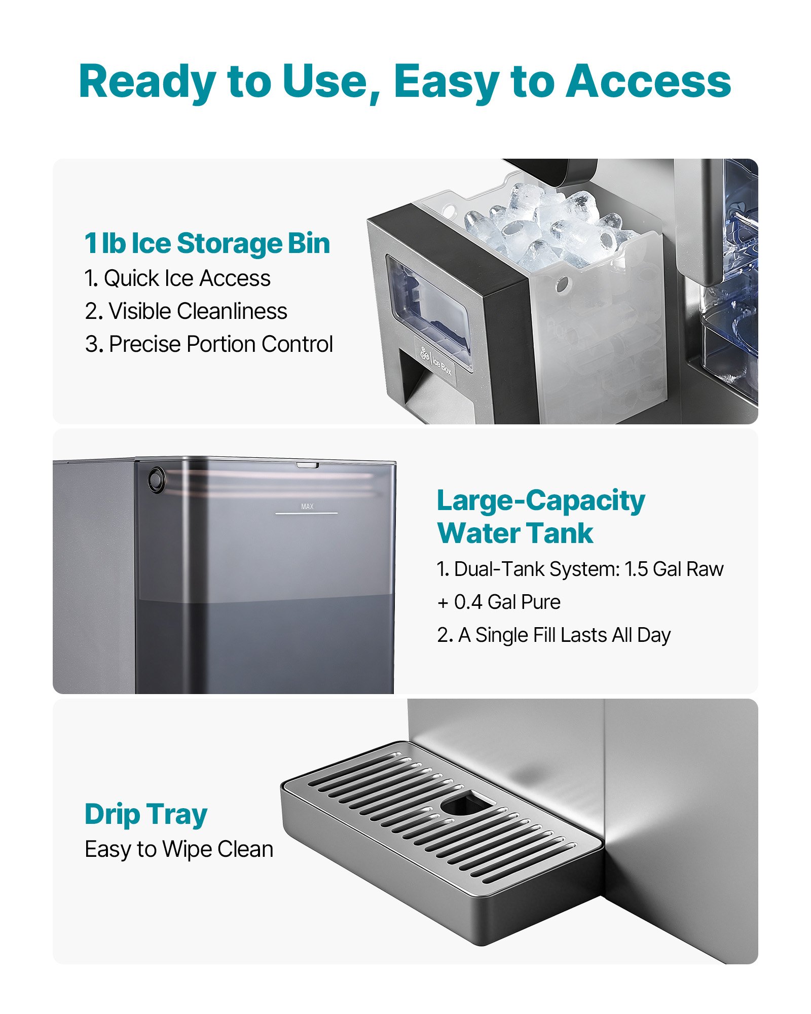 VEVOR Ice Maker Water Filter Dispenser, 4-in-1 Countertop Ice Making Machine with Room Temperature, Hot & Cold Water, 6-Stage RO Filter + Mineralization Filter, Multi-Functional for Home Office Party