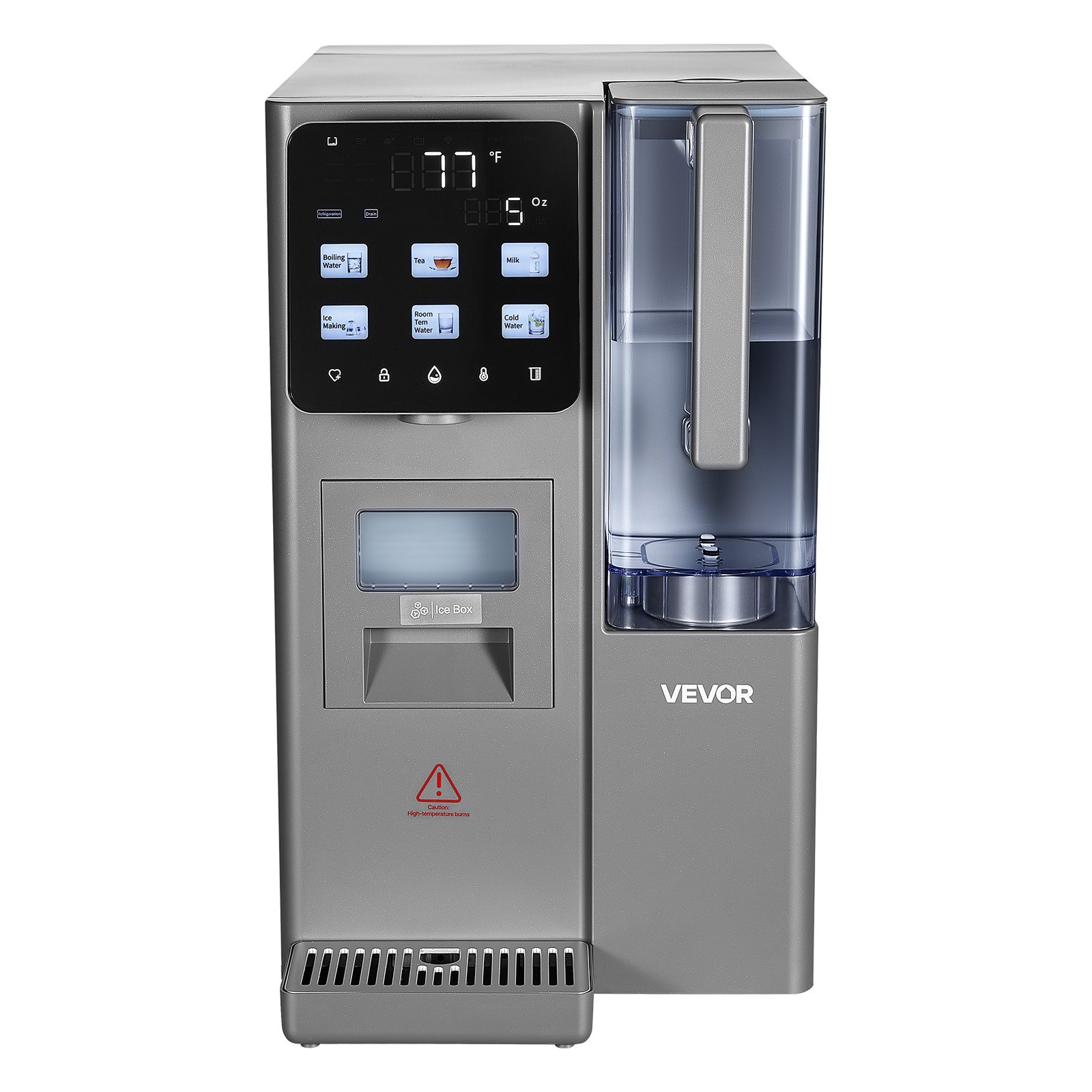 VEVOR Ice Maker Water Filter Dispenser, 4-in-1 Countertop Ice Making Machine with Room Temperature, Hot & Cold Water, 6-Stage RO Filter + Mineralization Filter, Multi-Functional for Home Office Party